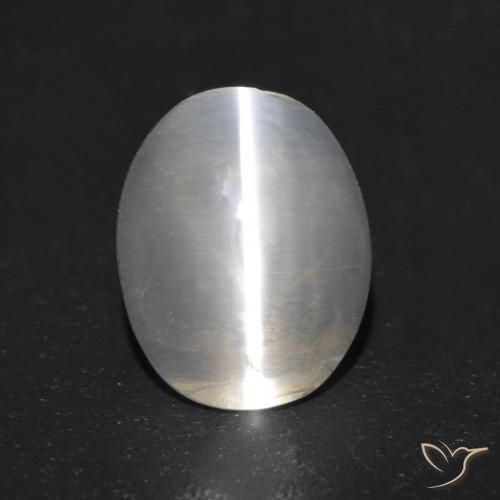 1.24ct 天然 ウォームホワイト シリマナイトキャッツアイ, 楕円形, 透明