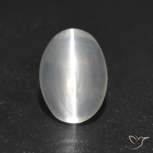 1.21ct 天然 ホワイト シリマナイトキャッツアイ, 楕円形, 透明