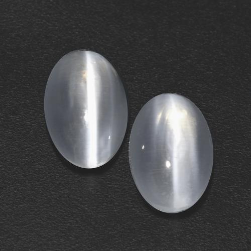 2.45カラットの天然ホワイトSillimanite Cat's Eye（7.7×5 mm・オーバルカット）