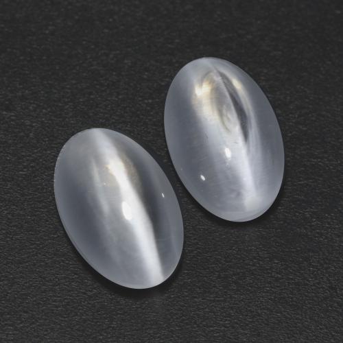 2.45カラットの天然ホワイトSillimanite Cat's Eye（7.7×5 mm・オーバルカット）
