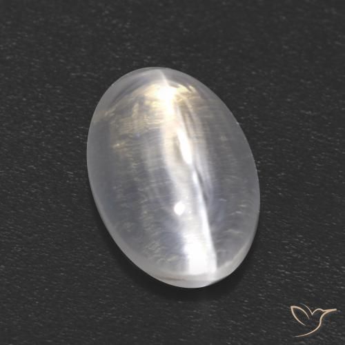 1.21ct 天然 クリアホワイト シリマナイトキャッツアイ, 楕円形, 透明