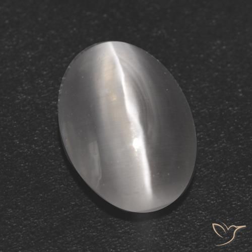 1.16ct 天然 クリアホワイト シリマナイトキャッツアイ, 楕円形, 透明