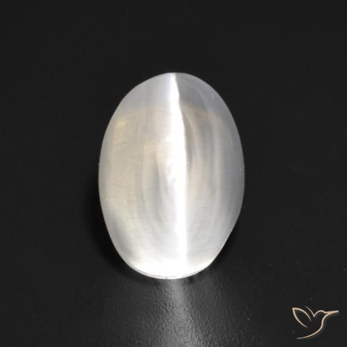 1.55ct 天然 ホワイト シリマナイトキャッツアイ, 楕円形, 透明