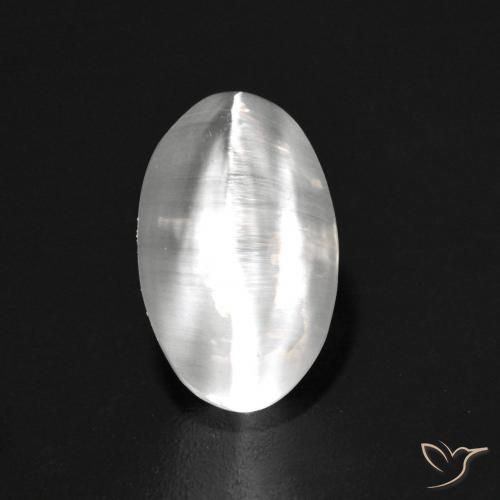1.42ct 天然 ホワイト シリマナイトキャッツアイ, 楕円形, 透明