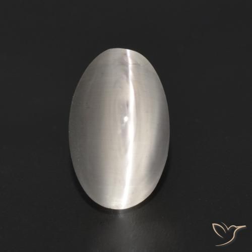 1.35ct 天然 非常に薄い灰色 シリマナイトキャッツアイ, 楕円形, 透明