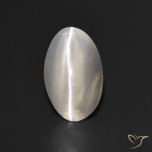 1.10ct 天然 非常に薄い灰色 シリマナイトキャッツアイ, 楕円形, 透明