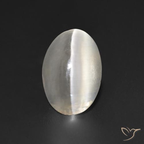 1.23ct 天然 非常に薄い灰色 シリマナイトキャッツアイ, 楕円形, 透明