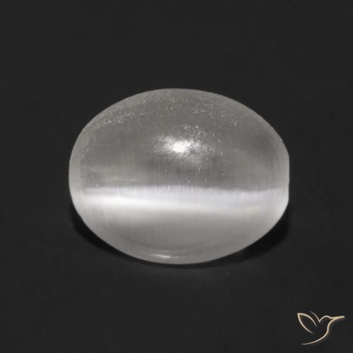 0.89ct 天然 非常に薄い灰色 シリマナイトキャッツアイ, 楕円形, 透明