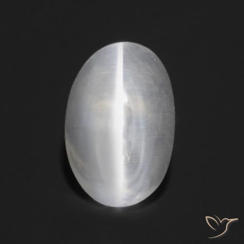 1.23ct 天然 非常に薄い灰色 シリマナイトキャッツアイ, 楕円形, 透明