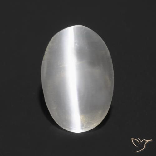0.81ct 天然 非常に薄い灰色 シリマナイトキャッツアイ, 楕円形, 透明