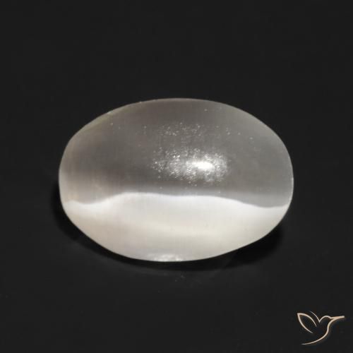 1.00ct 天然 非常に薄い灰色 シリマナイトキャッツアイ, 楕円形, 半透明