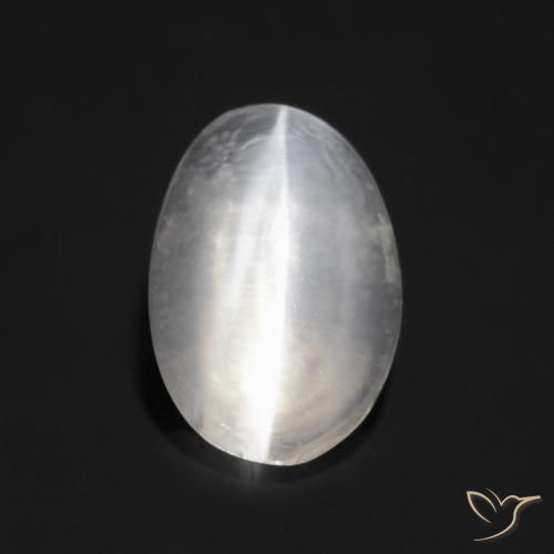 1.05ct 天然 非常に薄い灰色 シリマナイトキャッツアイ, 楕円形, 透明