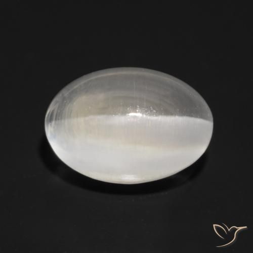 1.30ct 天然 非常に薄い灰色 シリマナイトキャッツアイ, 楕円形, 透明