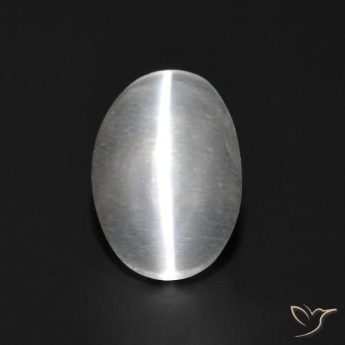 1.04ct 天然 クリアホワイト シリマナイトキャッツアイ, 楕円形, 透明