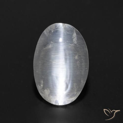 0.92ct 天然 クリアホワイト シリマナイトキャッツアイ, 楕円形, 透明