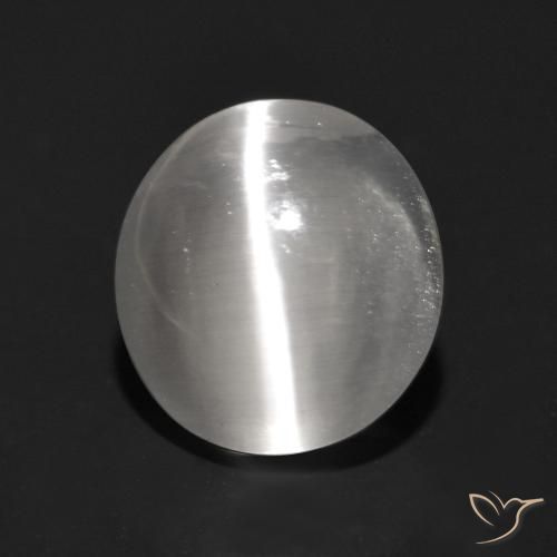 1.23ct 天然 非常に薄い灰色 シリマナイトキャッツアイ, 楕円形, 透明