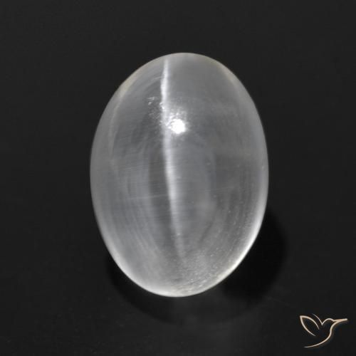 1.63ct 天然 クリアホワイト シリマナイトキャッツアイ, 楕円形, 透明