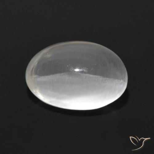 1.29ct 天然 クリアホワイト シリマナイトキャッツアイ, 楕円形, 透明