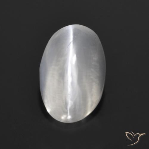 1.40ct 天然 クリアホワイト シリマナイトキャッツアイ, 楕円形, 透明