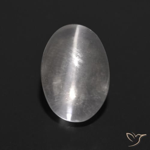 1.39ct 天然 クリアホワイト シリマナイトキャッツアイ, 楕円形, 透明