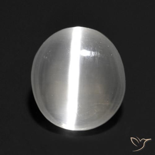 1.30ct 天然 ホワイト シリマナイトキャッツアイ, 楕円形, 透明