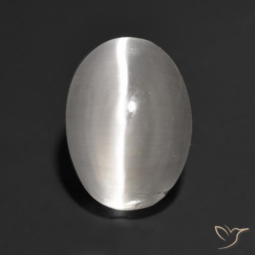 1.34ct 天然 非常に薄い灰色 シリマナイトキャッツアイ, 楕円形, 透明
