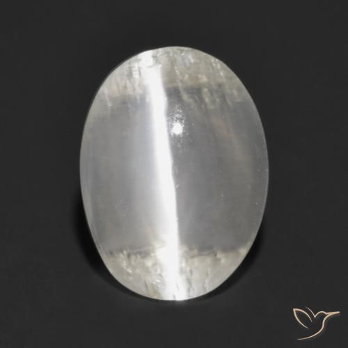 1.47ct 天然 非常に薄い灰色 シリマナイトキャッツアイ, 楕円形, 透明