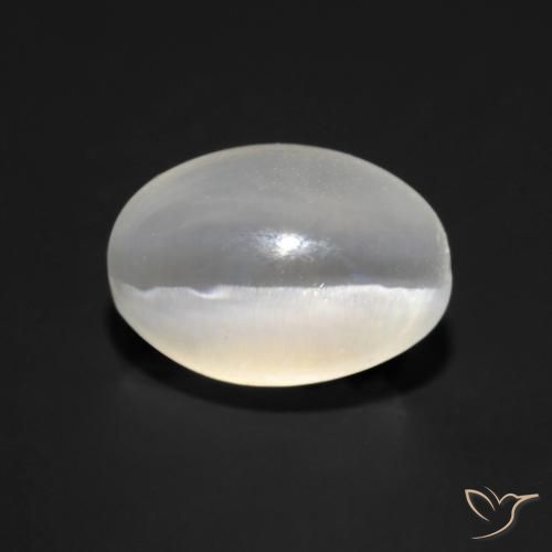 1.43ct 天然 ウォームホワイト シリマナイトキャッツアイ, 楕円形, 透明