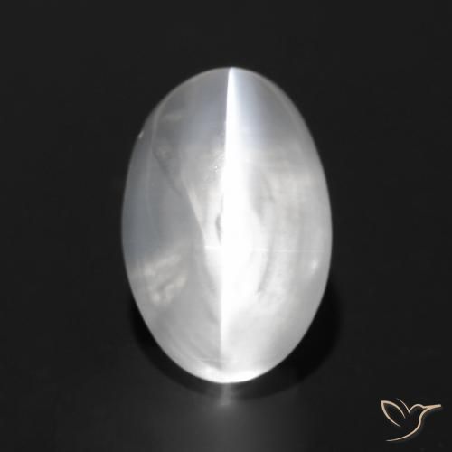 1.53ct 天然 ホワイト シリマナイトキャッツアイ, 楕円形, 透明