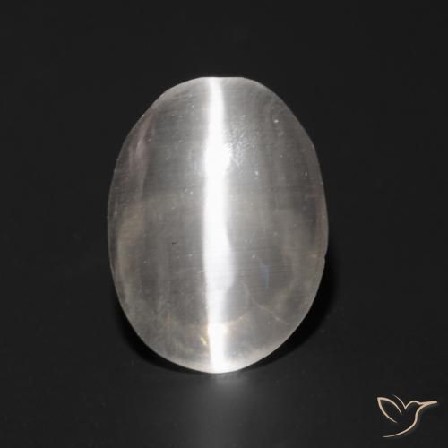 0.96ct 天然 非常に薄い灰色 シリマナイトキャッツアイ, 楕円形, 透明