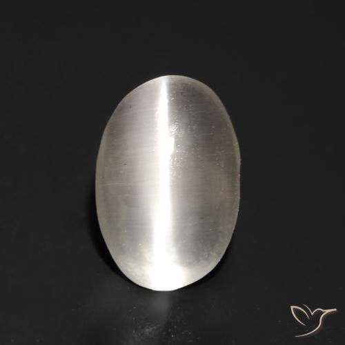 1.05ct 天然 非常に薄い灰色 シリマナイトキャッツアイ, 楕円形, 透明
