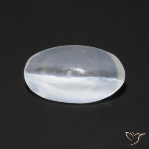0.77ct 天然 半透明ホワイト シリマナイトキャッツアイ, 楕円形, 透明