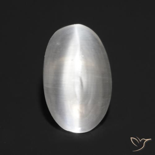 0.83ct 天然 クリアホワイト シリマナイトキャッツアイ, 楕円形, 透明