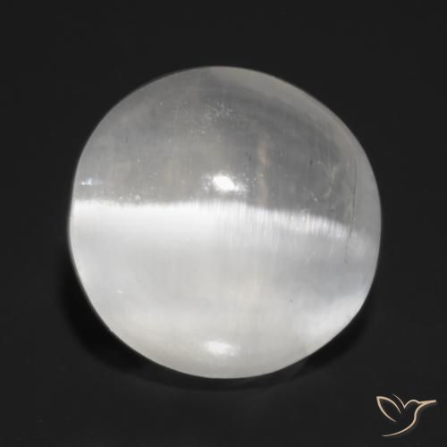 1.32ct 天然 半透明ホワイト シリマナイトキャッツアイ, ラウンド, 透明