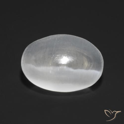 1.13ct 天然 半透明ホワイト シリマナイトキャッツアイ, 楕円形, 透明
