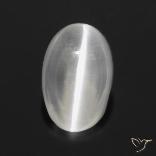 0.97ct 天然 半透明ホワイト シリマナイトキャッツアイ, 楕円形, 透明