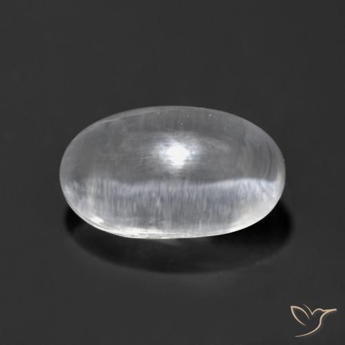 1.24ct 天然 クリアホワイト シリマナイトキャッツアイ, 楕円形, 透明