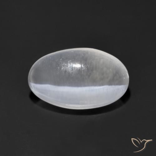 1.39ct 天然 クリアホワイト シリマナイトキャッツアイ, 楕円形, 透明