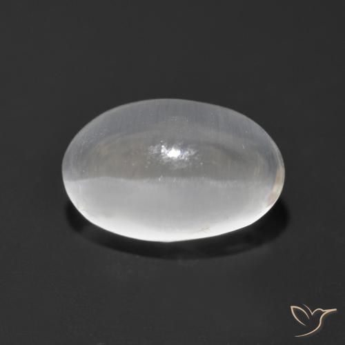 1.36ct 天然 ホワイト シリマナイトキャッツアイ, 楕円形, 透明