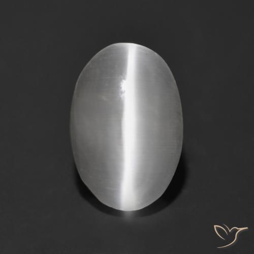 1.13ct 天然 クリアホワイト シリマナイトキャッツアイ, 楕円形, 透明