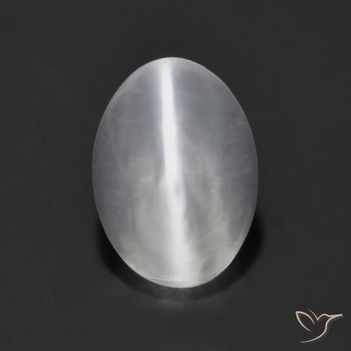 1.37ct 天然 ホワイト シリマナイトキャッツアイ, 楕円形, 透明