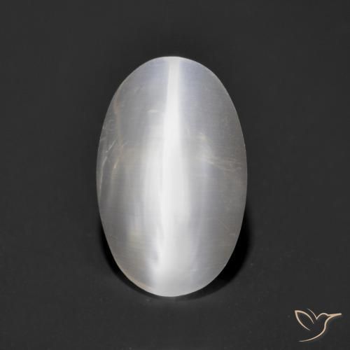 1.34ct 天然 非常に薄い灰色 シリマナイトキャッツアイ, 楕円形, 透明