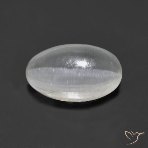 1.46ct 天然 クリアホワイト シリマナイトキャッツアイ, 楕円形, 透明