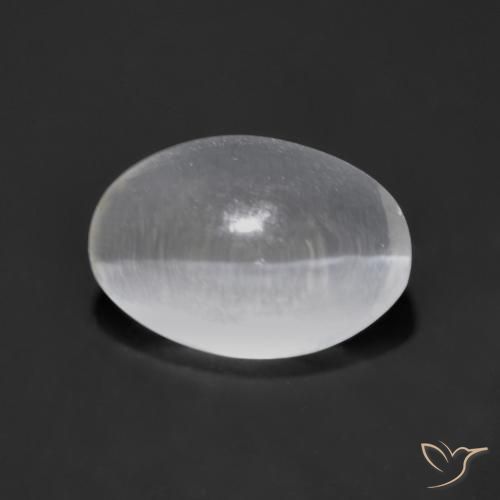 1.25ct 天然 クリアホワイト シリマナイトキャッツアイ, 楕円形, 透明