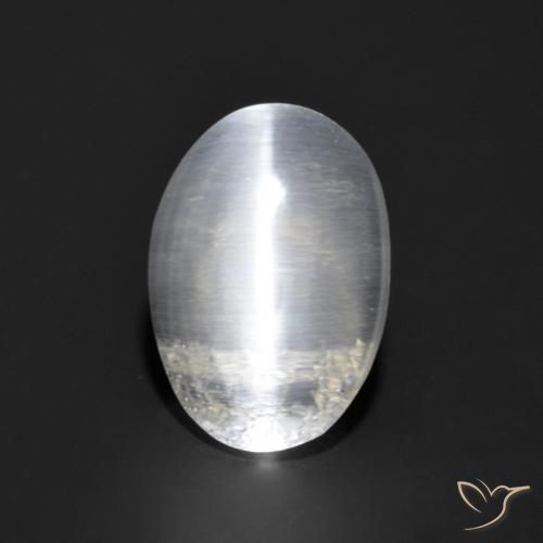 1.21ct 天然 ホワイト シリマナイトキャッツアイ, 楕円形, 透明