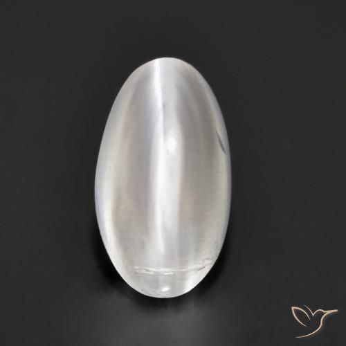 1.37ct 天然 ホワイト シリマナイトキャッツアイ, 楕円形, 透明
