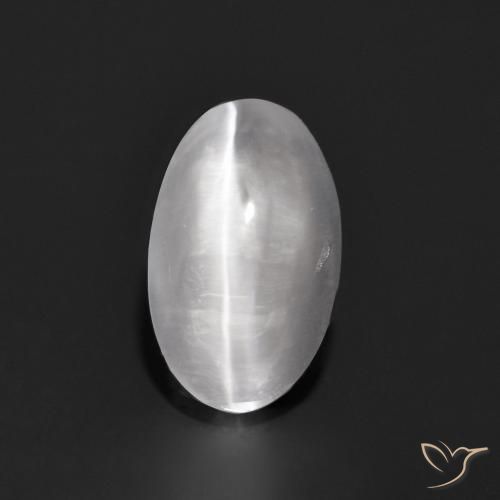 0.94ct 天然 非常に薄い灰色 シリマナイトキャッツアイ, 楕円形, 透明