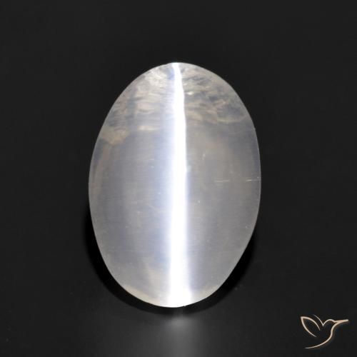 1.24ct 天然 非常に薄い灰色 シリマナイトキャッツアイ, 楕円形, 透明