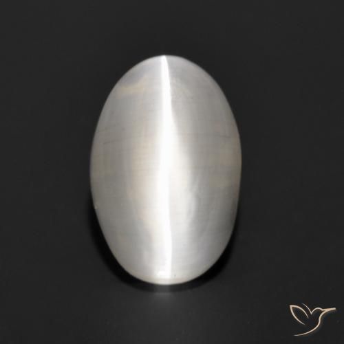 1.14ct 天然 非常に薄い灰色 シリマナイトキャッツアイ, 楕円形, 半透明