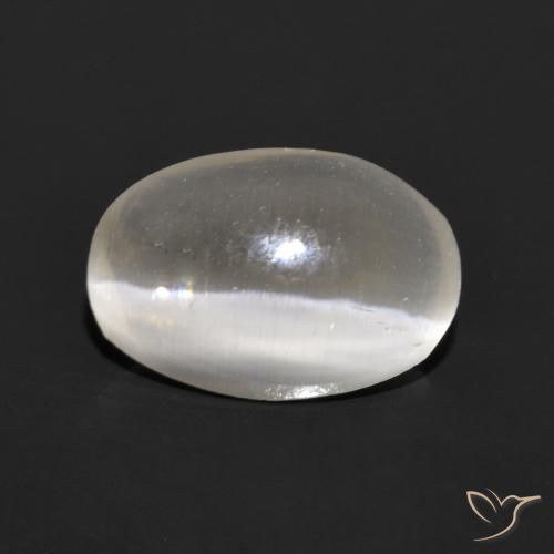 1.11ct 天然 非常に薄い灰色 シリマナイトキャッツアイ, 楕円形, 半透明
